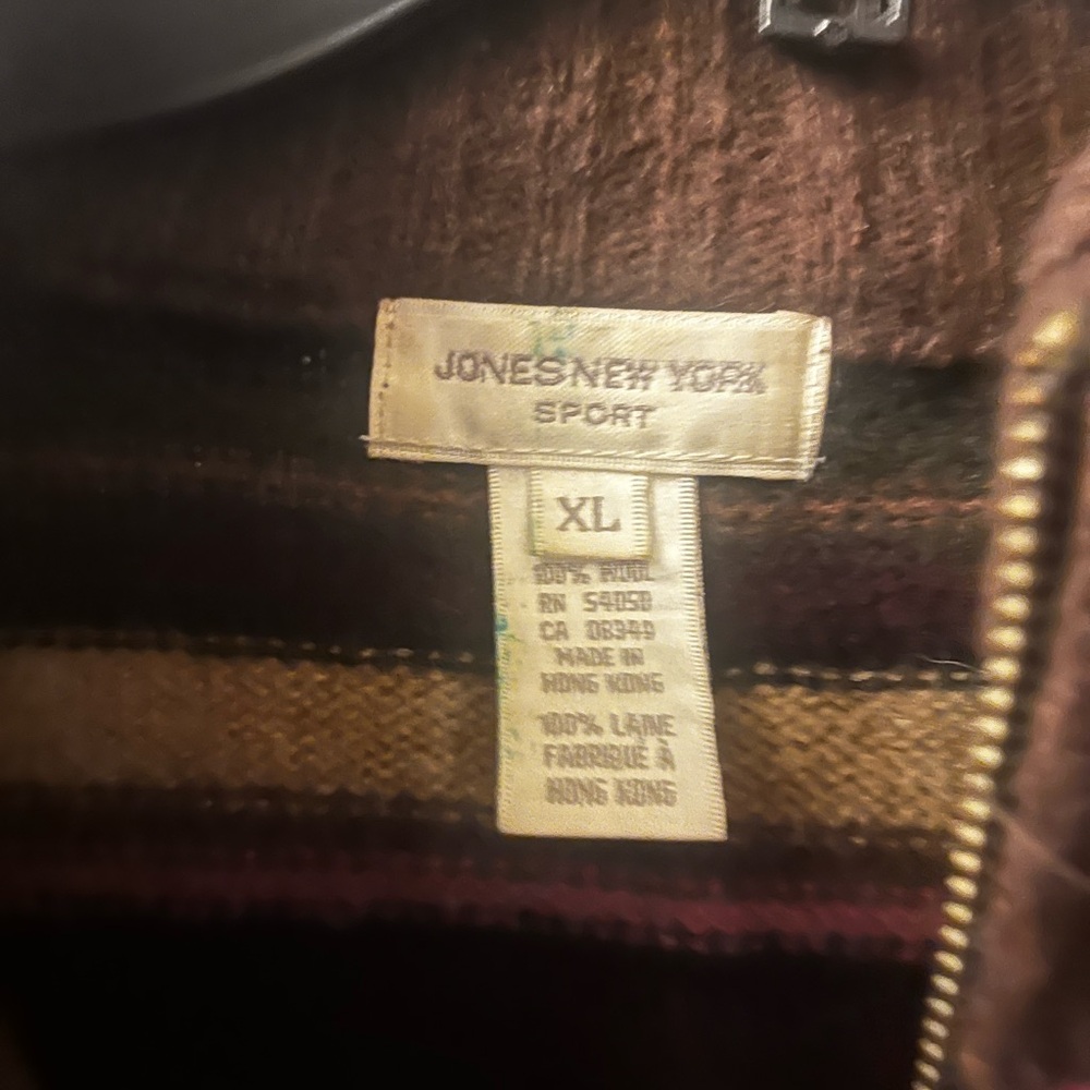 Jones New York Wool Zip-Up Sweater in Earth Tones - Picture 2 of 3